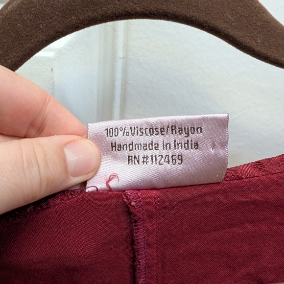 Holy Clothing Dark Red Flowy Tunic Top - Picture 4 of 5